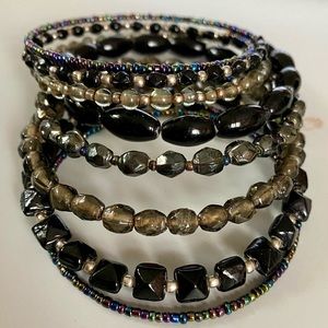 Black Beaded Spiral Bracelet